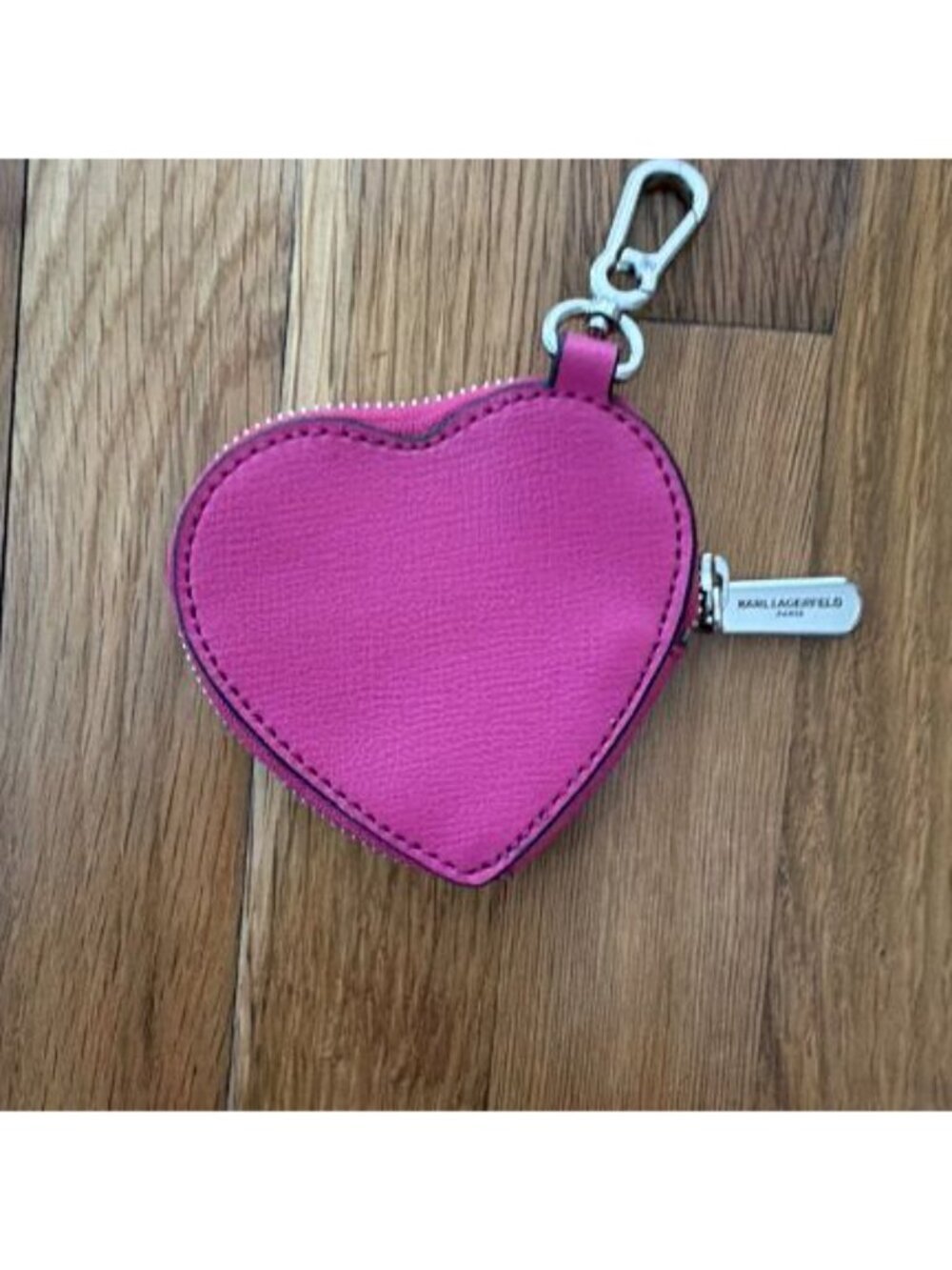 Karl Lagerfeld Paris Fuchsia Pink Key Ring Coin Purse Charm (A39) - Picture 6 of 6